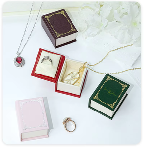 Elegant Book-Shaped Jewelry <b>Boxes</b> With Embossed Design And Lids For Ring Necklace <b>Storage</b> - Product Image 1