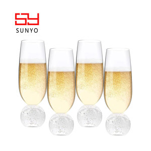 SUNYO Lead-free Crystal <strong>Champagne</strong> Glasses With Custom Bubble Base Luxury 7 Oz Clear <strong>Champagne</strong> <strong>Flutes</strong> Wedding <strong>Champagne</strong> <strong>Flutes</strong> - Product Image 2