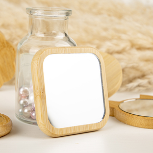 Square Wood Frame Silver Finish Desktop <b>Compact</b> <b>Mirror</b> Single Side Glass Makeup <b>Mirror</b> Customizable Logo Printing Wholesales - Product Image 6