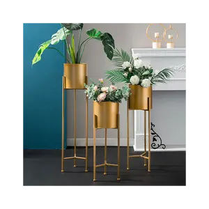 Benutzer definierte Gold dekorative Metall Stahl Blumen Pflanzer Mode Home Decoration Blumentopf Pflanzenst änder