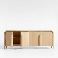 Buffet moderne minimaliste en bois massif courbé pour salle à manger