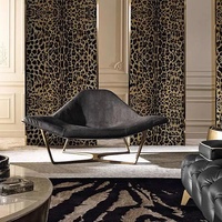 Fauteuil de détente italien de luxe léger, design étoile de mer, tissu imprimé léopard, structure en acier inoxydable, mobilier de maison, chaise individuelle