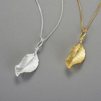 Nouvelles Idées de Produits 2025 Vente en Gros Argent Sterling 925 Élégant Automne Longues Feuilles Pendentif Plaqué Or Bijoux pour Femme