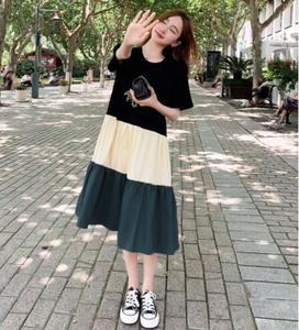 Nuovo abito da t-shirt ampio <span class=keywords><strong>per</strong></span> studentesse di grandi dimensioni, alla moda ed elegante, gonna al ginocchio di media lunghezza - Product Image 2