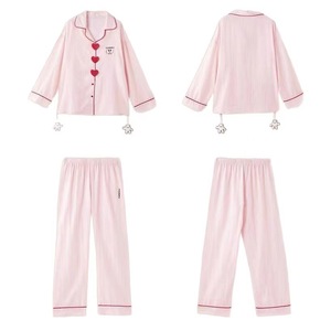 Vêtements de nuit tricotés en coton 100% de haute qualité pour couples coeurs rayés-vêtements de nuit mignons et charmants pour hommes et femmes - Product Image 5