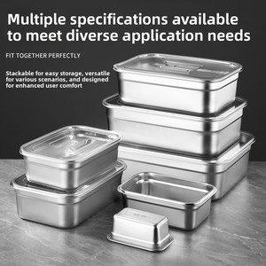 Boîte de conservation <span class=keywords><strong>alimentaire</strong></span> rectangulaire en acier inoxydable 304 avec couvercle, boîte à lunch hermétique pour le stockage des fruits et des aliments - Product Image 2