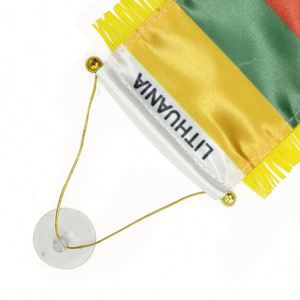 ธงซาตินลิทัวเนียแบบกำหนดเอง ธงติดรถยนต์ขนาดเล็ก พร้อมพู่สีเหลือง - Product Image 3