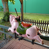 Équipement de parc d'attractions extérieur pour enfants : Piste de course des cochons amusante, sans moteur, certifiée CE, en acier