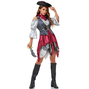 Disfraz de Pirata Retro para Mujer, Tallas M-XL, Disfraz de Piratas del Caribe, Uniforme de Cosplay para Halloween, Actuación en Escenario, Vestido de Poliéster - Product Image 3