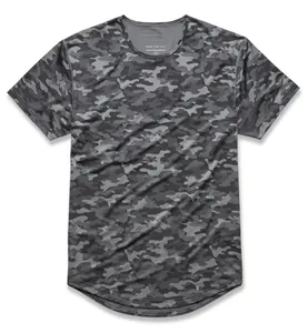 custom print camo t shirt custom breathable T-shirt 95 cotton 5 spandex curved hem tshirt O neck sport tshirts for men