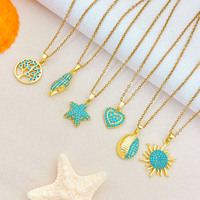 Collier Océan en Acier Inoxydable Plaqué Or 18K pour Femme, Pendentif Étoile de Mer et Coquillage en Zircon, Bijou Doux, Étanche et Hypoallergénique