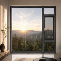 Ventana de Aluminio con Apertura Exterior y Color Personalizado, 6060-T66, 1.8mm, PA66, Rotura Térmica, Vidrio Low-E, para Villas Modernas