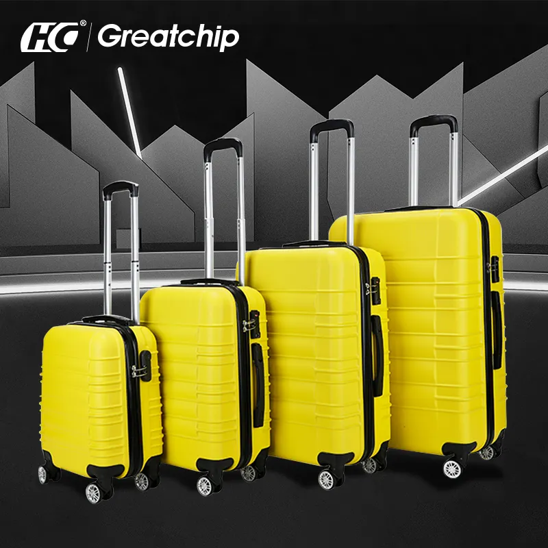 Juego de 4 maletas de viaje Abs, maleta con ruedas de 360 grados, bolsa de <span class=keywords><strong>equipaje</strong></span> de concha dura de 24 pulgadas