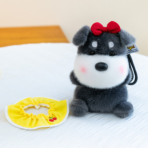 Portachiavi in peluche Schnauzer, ciondolo per borsa <span class=keywords><strong>a</strong></span> forma di cucciolo, all'ingrosso, morbido portachiavi per bambini, borsa, borsetta, zaino, borsetta <span class=keywords><strong>a</strong></span> mano - Product Image 5