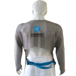 Tablier <span class=keywords><strong>à</strong></span> manches longues en maille de cotte de mailles en acier inoxydable 316L Vêtements résistants aux coupures pour boucher et traitement de la viande - Product Image 2