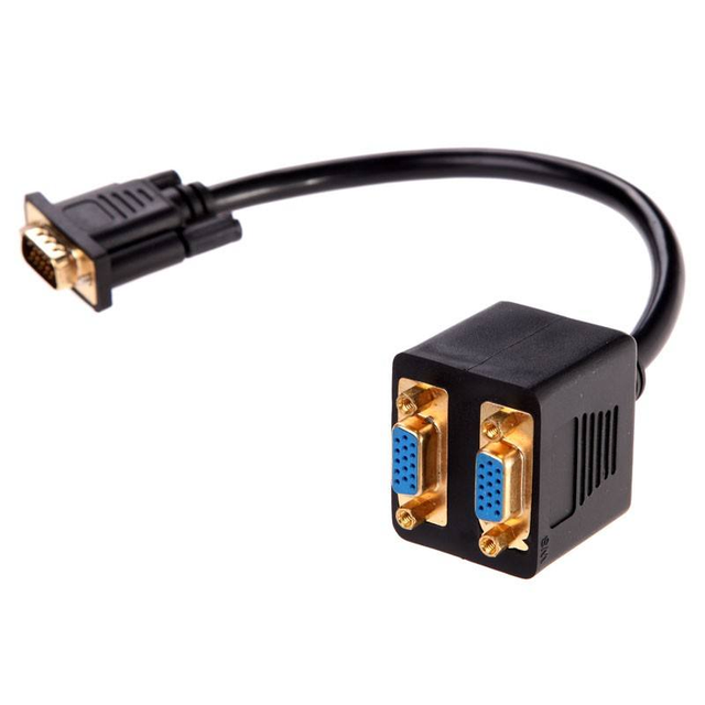VGA Splitter Cable of Male to Female VGA to Dual 2 VGA Converter Adapter Splitter Y Video Cable for Computer Monitor
