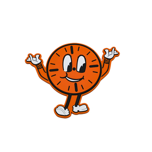 Cartoon Orange Clock Design Round Plastic Coaster <b>Mats</b> Non-Slip Table Pads - Product Image 2