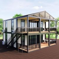 Maison de luxe mobile intégrée avec chambre à coucher, panneau sandwich imperméable à double étage, conteneur préfabriqué en acier