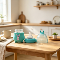 Biberon en verre exclusif pour nouveau-né 80 ml avec couvercle isolant en silicone sûr, alimentation saine pour bébé de 0 à 12 mois, échantillon gratuit