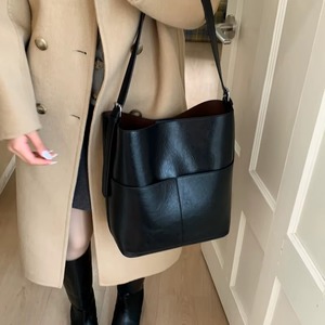 Tas bahu wanita, tas Bucket modis dengan penutup kualitas tinggi untuk belanja bepergian sehari-hari dan acara sosial kasual - Product Image 5