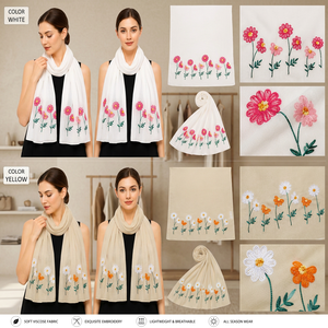 Écharpe en viscose brodée, châle floral léger et respirant pour femme, idéal pour le printemps et le quotidien - Product Image 3