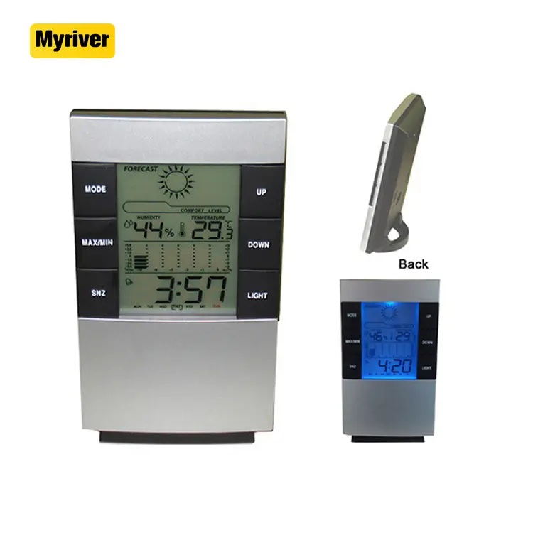 Myriver Hot Selling Lcd Digital Auto Thermometer Uhr In/Out Thermometer Uhr Desktop-Uhr mit Thermometer