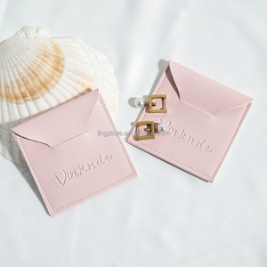 Custom Embossed logo pink Luxury <b>Envelope</b> Camera Watch <b>Gift</b> Jewellery Bag Waterproof Pu Leather Jewelry Pouch - Product Image 2