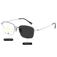 Lunettes de vue progressives multifocales en titane de bonne qualité, anti-lumière bleue, à verres photochromiques, pour presbytie