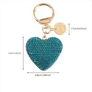 Accesorios para colgante de coche, llavero de corazón con diamantes brillantes, borla, llavero de corazón de cristal morado con diamantes de imitación - Product Image 5