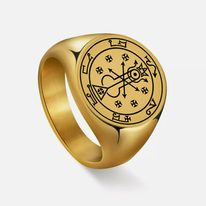Anneau en acier inoxydable R202, sceau du trône de Belphegor, le Livre de Sitra Achra, Prince démon de la richesse, Seigneur de l'Entretoise, Bijoux de Salomon - Product Image 2