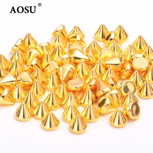 AOSU หมุดตอกโลหะสีทอง8มม.,หมุดรีเวทพลาสติกสำหรับตกแต่งเสื้อผ้าหนังกระเป๋ารองเท้างานฝีมือ DIY