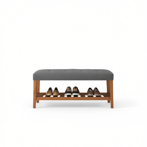 Panca Portascarpe in Tessuto Grigio Charla con Vano Portaoggetti, Arredamento Moderno per Soggiorno - Product Image 1