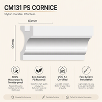Corniche de plafond décorative moderne en mousse de polyuréthane PS blanche, imperméable, avec éclairage LED indirect pour hôtel