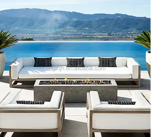 Minimalist isches Design Luxus Burma Teakholz langlebiges Material Garten terrasse Teak Möbel Holz Outdoor Sofa Set