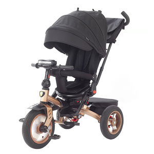 Tricycle pour bébé, enfant, tout-petit, avec pneus à air/sans chambre à air, roue <span class=keywords><strong>avant</strong></span> 12'', roue arrière 10'', barre de poussée réglable, cadre en plastique, musique, grand modèle - Product Image 4