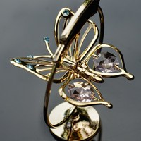 Figura de Mariposa Crystocraft, Cristal Cromado Dorado, Impresión Láser, Estilo Jardín Europeo, Adornos Colgantes, Aro Bohemia