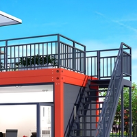 Maison préfabriquée de luxe à 2 étages, bureau modulaire, café avec mur-rideau en verre, terrasse sur le toit, personnalisable