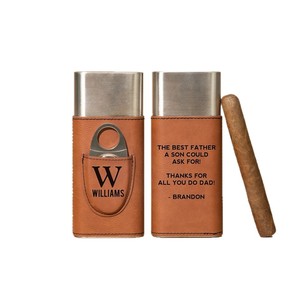 Estuche <span class=keywords><strong>de</strong></span> Cigarros <span class=keywords><strong>de</strong></span> Cuero con Logotipo Personalizado al por Mayor, <span class=keywords><strong>Humidor</strong></span> Portátil para 3 Cigarros con Cortador, Porta Cigarros Grabado Personalizado para Hombre, Regalo - Product Image 5