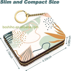 Custom <b>RFID</b> <b>Blocking</b> Leather Minimalist Front Pocket Women's <b>Wallet</b> with Zipper Coin Purse Credit Card Holder - Product Image 2