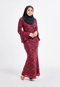 SIPO Malaysia Fesyen Flare <b>Sleeves</b> <b>Lace</b> Kurung Rose Black Embodiery Baju Kurung - Product Image 2
