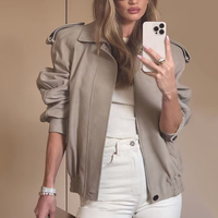 Jxwatcher Veste Bomber de Luxe Coupe-Vent en Véritable Peau de Mouton, Manches Longues Souples, Fermeture Éclair, Personnalisée, pour Femme, en Cuir Véritable, Collection Printemps 2026