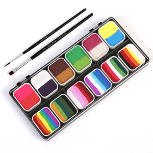 Ensemble de maquillage professionnel Halloween Cosplay couleur personnalisée arc-en-ciel UV néon lueur lumière noire peinture pour le visage et le corps avec brosse en éventail - Product Image 2