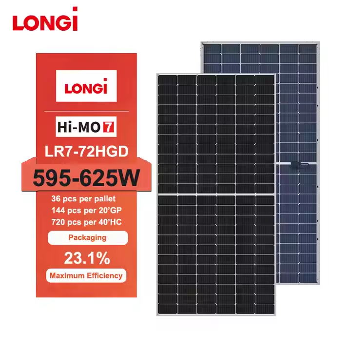 Longi Bifacial Solar Panel LR7-72HGD Half Cut Dual Glass Mono 625W 620W ...