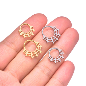 ASTM F136 titanio setto anello Clicker disegno di ragnatela gotico naso anello orecchio cartilagine Piercing gioielli argento oro da donna - Product Image 6