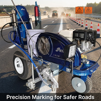 Máquina de Señalización Vial SanWin de Empuje Manual, Pulverización en Frío de Alta Presión, Doble Pistola, Flujo de 9L/min, Motor de 6.5HP, Ajustable