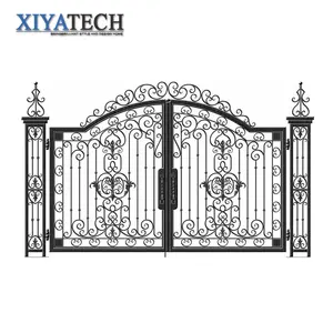 XIYATECH antik tasarım klasik ferforje giriş kapısı güvenlik dekoratif ev giriş çift demir kapı