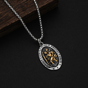 Collana con Ciondolo in Acciaio Inossidabile, Stile Vintage Mitologia Greca Antica, Ritratto Personalizzato, Catena a Maglia Box - Product Image 4