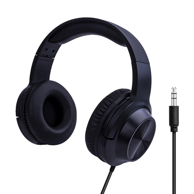Wired Headphone Over Ear Cheap 3.5mm Plug Wired Earphone With Flat Cable Headset Heavy Bass Line Control for Mobile Phone