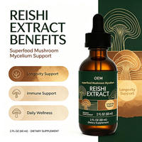 Extrait de Reishi en gouttes, marque privée OEM, 2 fl oz (60 ml), complément alimentaire