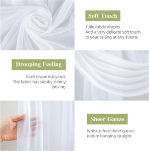 Tissu de drapage en mousseline transparente pour arche de mariage, 28"x19FT, toile de fond, origine Chine, pour cérémonie de mariage, fête d'anniversaire, rideau de plafond - Product Image 2
